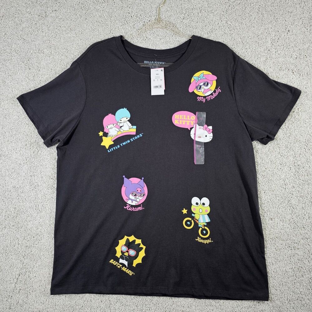 Hello Kitty And Friends Women's T-Shirt‎ Size XXL Charcoal/Black